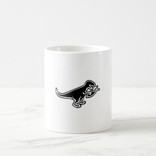 dinosaur eating jesus fish coffee mug (Center)