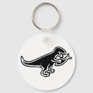 Dinosaur eating jesus fish key ring