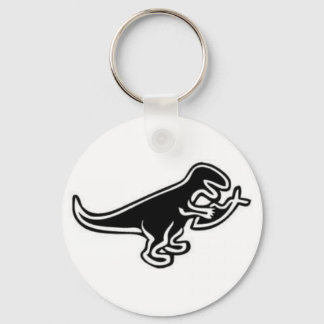 Dinosaur eating jesus fish key ring
