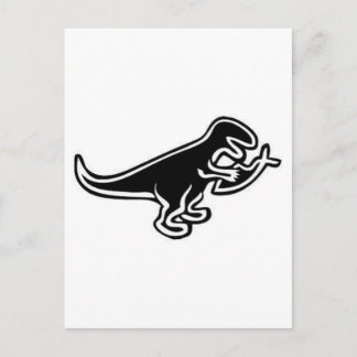 Dinosaur Eating Jesus Fish Postcard
