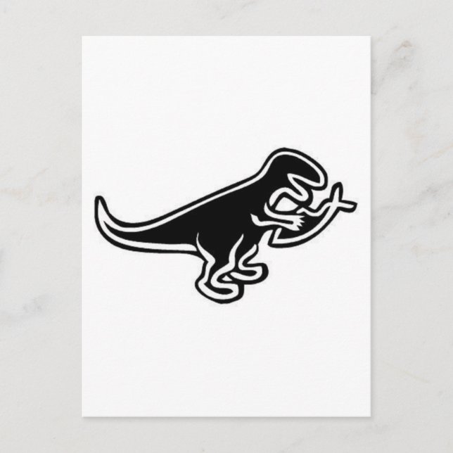 Dinosaur Eating Jesus Fish Postcard (Front)