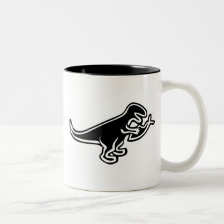 Dinosaur Eating Jesus Fish Two-Tone Coffee Mug