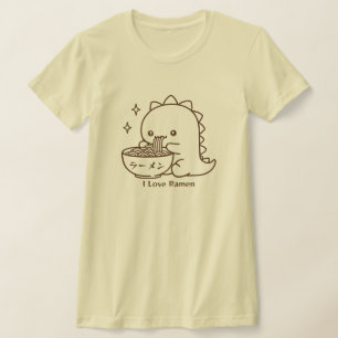 Dinosaur Eating Ramen Noodles Personalised Kawaii T-Shirt