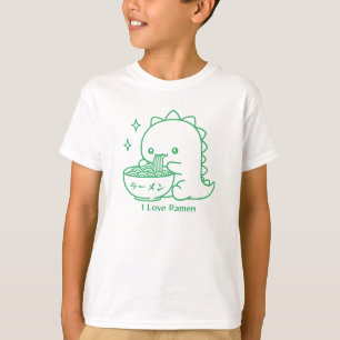 Dinosaur Eating Ramen Noodles Personalised Kawaii  T-Shirt