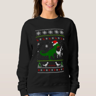 Dinosaur Eating Reindeer Ugly Christmas Sweater Fu