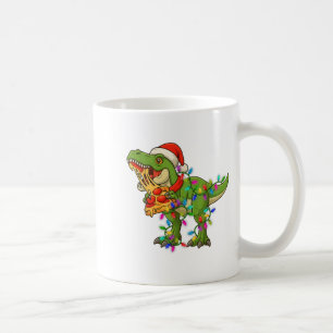 Dinosaur Eating Zza Santa Claus T-rex Funny Christ Coffee Mug