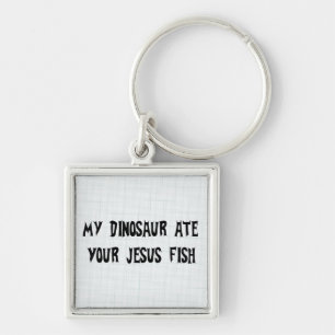 Dinosaur Eats Jesus Fish Key Ring