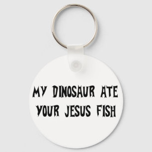 Dinosaur Eats Jesus Fish Key Ring