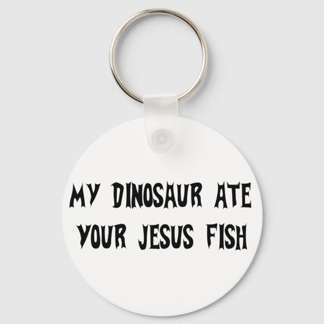 Dinosaur Eats Jesus Fish Key Ring (Front)