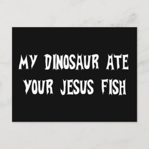 Dinosaur Eats Jesus Fish Postcard