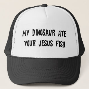 Dinosaur Eats Jesus Fish Trucker Hat