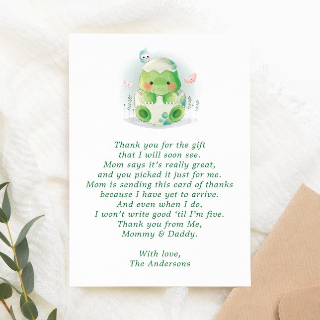 Dinosaur Egg Baby Shower Thank You Card (Creator Uploaded)