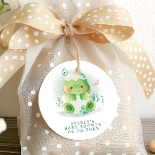 Dinosaur Egg Cute Watercolor Boy Baby Shower Favour Tags
