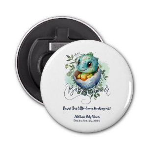 Dinosaur Egg Cute Watercolor Leaves Baby Shower Bottle Opener