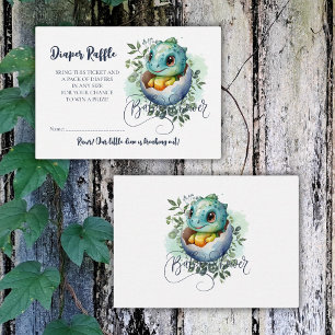 Dinosaur Egg Cute Watercolor Leaves Baby Shower Enclosure Card