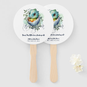 Dinosaur Egg Cute Watercolor Leaves Baby Shower Hand Fan