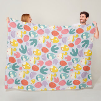 Dinosaur Eggs and Footprints Fleece Blanket