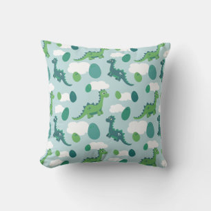 Dinosaur eggs in baby blue throw pillow