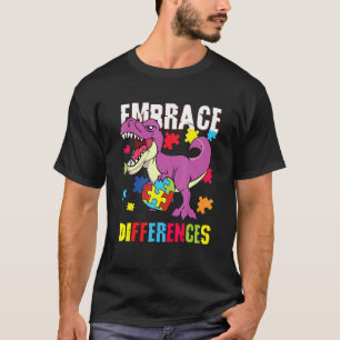 Dinosaur Embrace Differences Support Autism Awaren T-Shirt