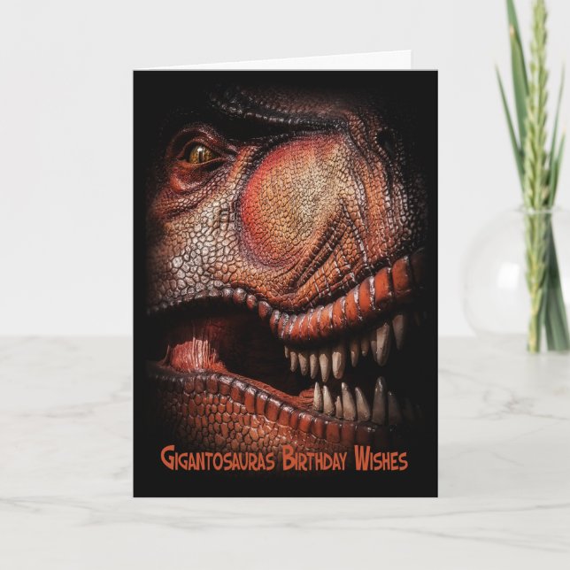 Dinosaur Emerging Out Of The Darkness Birthday Wis Card (Front)