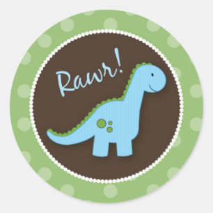Dinosaur Envelope Seals, Baby Shower Favours Classic Round Sticker