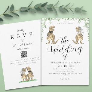 Dinosaur Eucalyptus Foliage Wedding Invitation