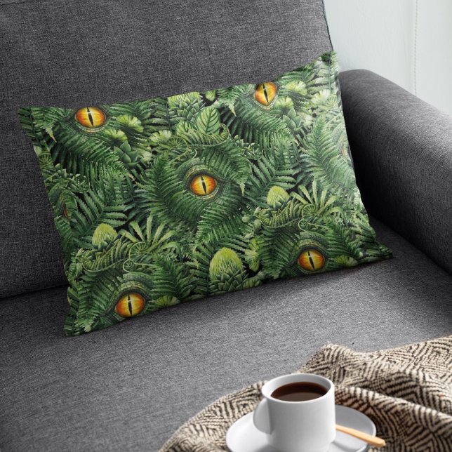 Dinosaur Eyes Green Plants Ancient Creature Art Decorative Cushion (Creator Uploaded)