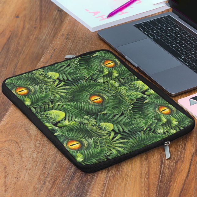 Dinosaur Eyes Green Plants Ancient Creature Art Laptop Sleeve (Creator Uploaded)