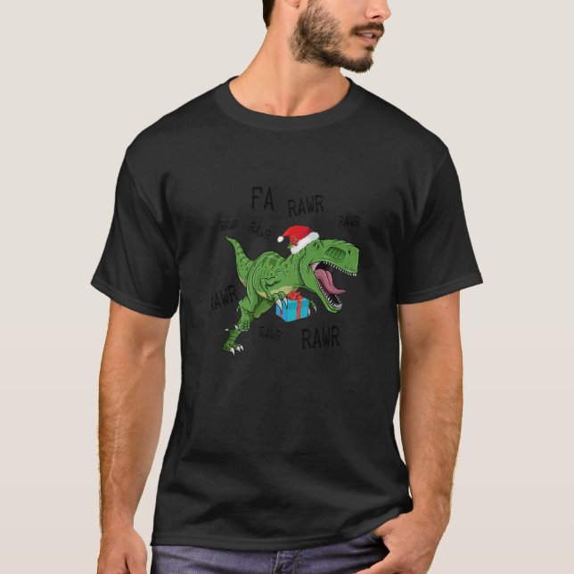 Dinosaur Fa Ra Ra Ra Rawr Rex  Christmas Xmas Sant T-Shirt (Front)