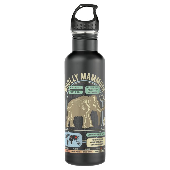 Dinosaur Facts - Woolly Mammoth Science ' Anatomy  710 Ml Water Bottle (Front)