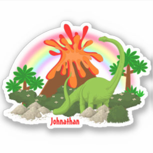 Dinosaur fantasy island volcano rainbow DIY name