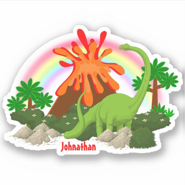 Dinosaur fantasy island volcano rainbow DIY name (Front)