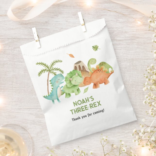 Dinosaur Favour Bags Boy Birthday Trex Triceratops (Clipped)