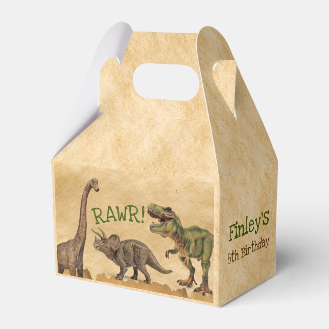 Dinosaur favour box, T-rex Birthday Party Box (Front Side)