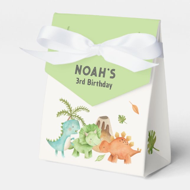 Dinosaur Favour Boxes - Watercolor Boy Birthday (Front Side)