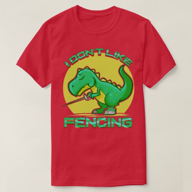 Dinosaur Fencer TRex Fencing Funny Sword Fighter T-Shirt (Design Front)