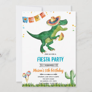 Dinosaur fiesta birthday Invitation 