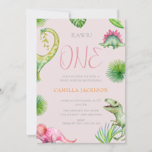 Dinosaur First Birthday  Baby Shower Invitation