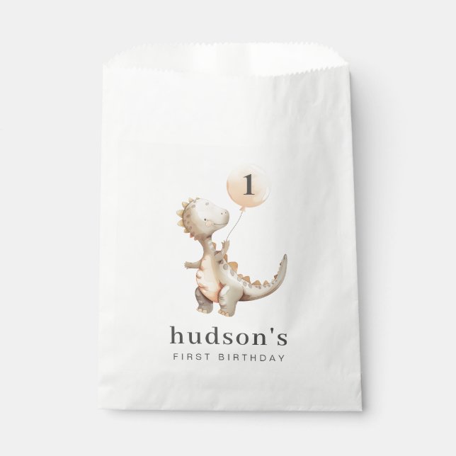 Dinosaur First Birthday Balloon Favour Bags (Front)