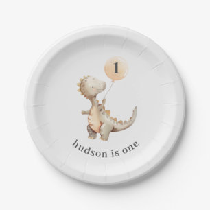 Dinosaur First Birthday Balloon Paper Plate