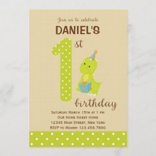Dinosaur First Birthday Invitation