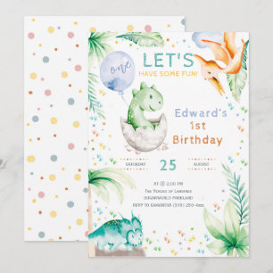 Dinosaur First Birthday invitation