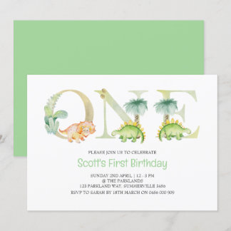 Dinosaur First Birthday Invitation