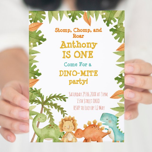 Dinosaur First Birthday Invitation Dinosaur Party (Creator Uploaded)