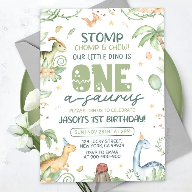 Dinosaur First Birthday Invitation EDITABLE One-A  (Creator Uploaded)