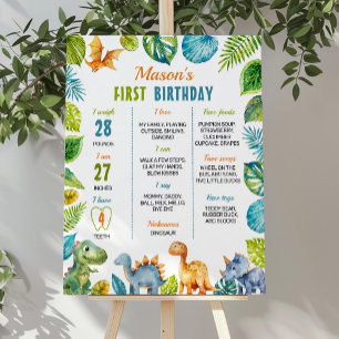 Dinosaur First Birthday Milestone Poster