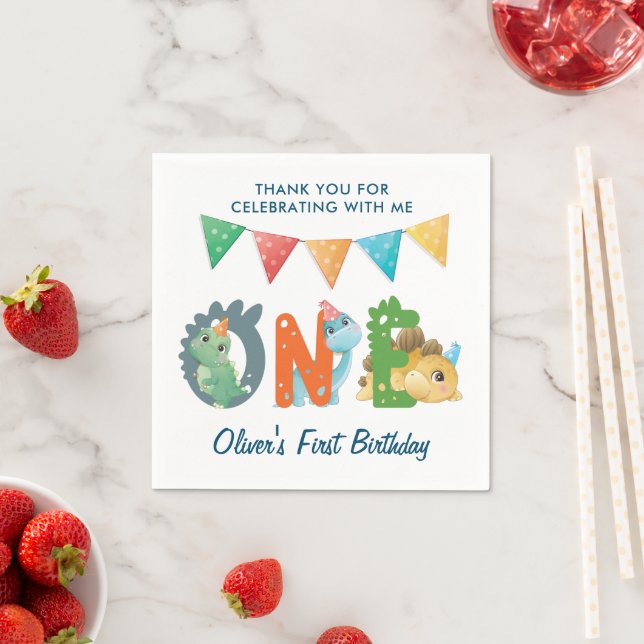Dinosaur First Birthday  Napkin (Insitu)