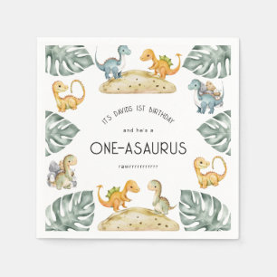Dinosaur First Birthday Oneasaurus Party Napkin