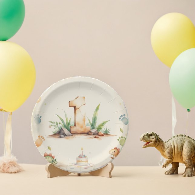 Dinosaur First Birthday Paper Plates One-a-Saurus (Creator Uploaded)