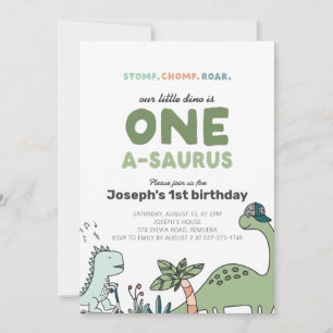Dinosaur First Birthday Party Invite